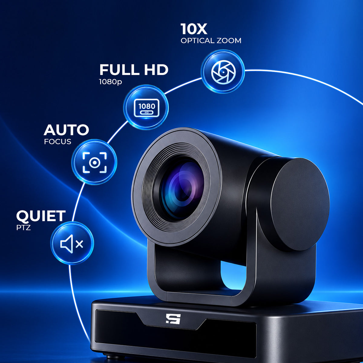 Smart Pixel PTZ Camera 10X Optical Zoom Full HD 1080P USB Conference Camera | Auto Focus, 2D/3D DNR, Pan Tilt Zoom, RS232/RS485, IR Remote for Meetings, Classroom & Telemedicine