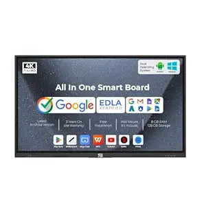 Smart Pixel 55 Inches All in One Interactive Smart Board 4K UHD Display and Dual Operating System Latest Android and Windows Version
