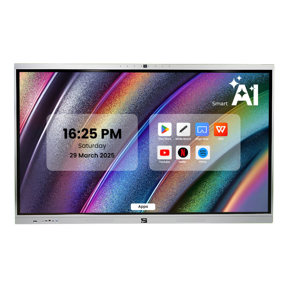 Smart Pixel 65 Inches All in One Interactive Smart Board 4K UHD Display and Dual Operating System Latest Android and Windows Version