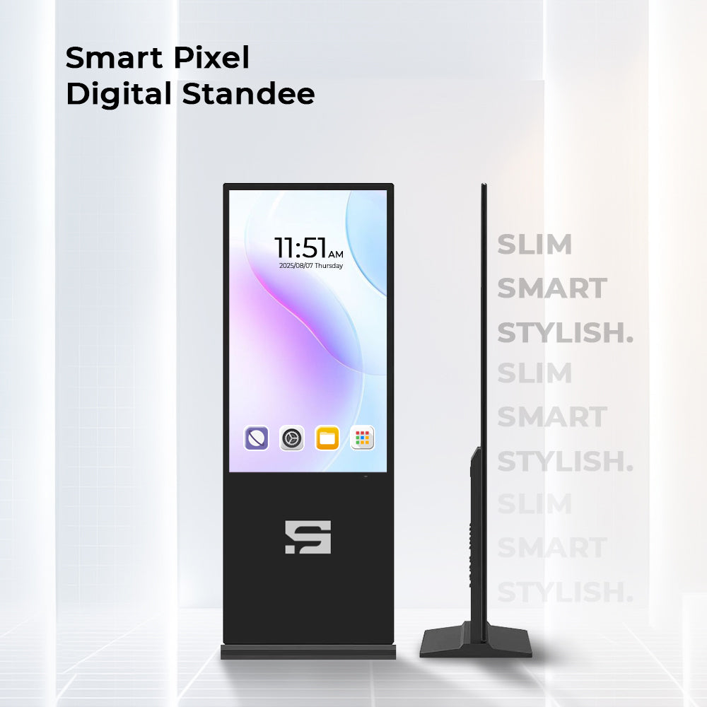 Smart Pixel Interactive 65 Inch Vivid Non Touch Screen Digital Standee Kiosk- Android Wi-Fi Floor Stand Digital for Restaurants, Exhibitions,Shopping Malls,Weddings&Real Estate Projects