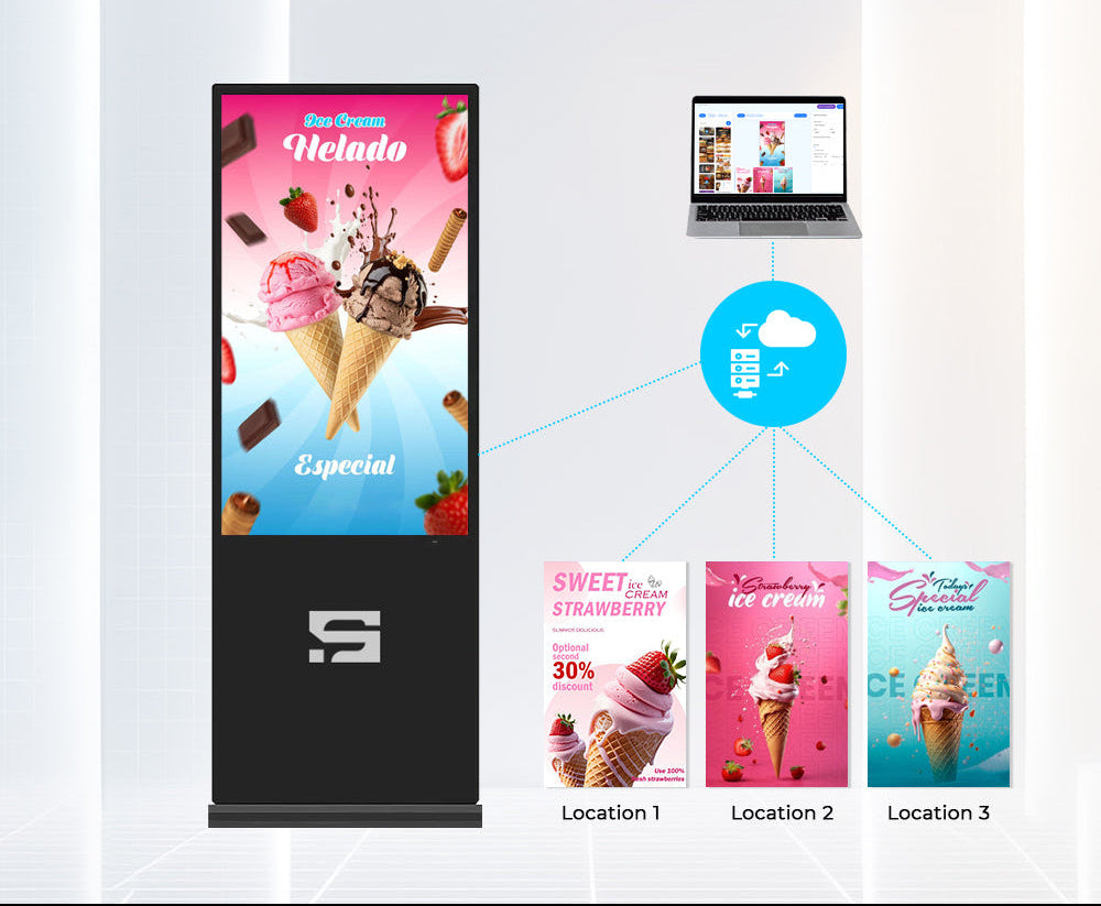 Smart Pixel Interactive 65 Inch Vivid Non Touch Screen Digital Standee Kiosk- Android Wi-Fi Floor Stand Digital for Restaurants, Exhibitions,Shopping Malls,Weddings&Real Estate Projects